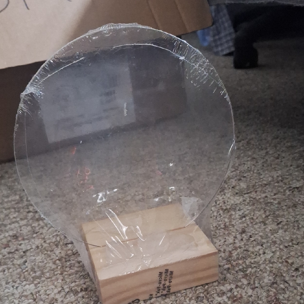 Clear Acrylic Art Display with Wooden Base